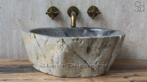 Раковина для ванной Hector M16 из речного камня  Dragon Green ИНДИЯ 0070141116_2