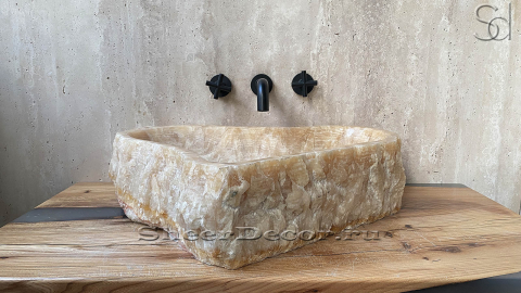 Раковина для ванной Hector M117 из речного камня  Honey Onyx ИНДИЯ 00701611117_3