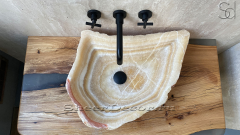 Раковина для ванной Hector M118 из речного камня  Honey Onyx ИНДИЯ 00701611118_4