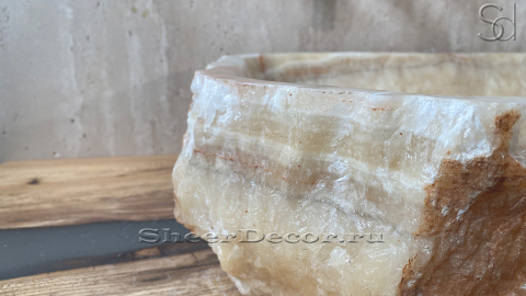 Раковина для ванной Hector M114 из речного камня  Honey Onyx ИНДИЯ 00701611114_5