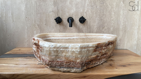 Раковина для ванной Hector M115 из речного камня  Honey Onyx ИНДИЯ 00701611115_3
