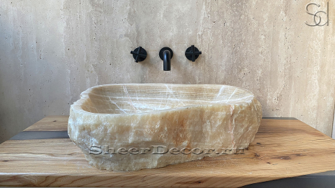 Раковина для ванной Hector M116 из речного камня  Honey Onyx ИНДИЯ 00701611116_3
