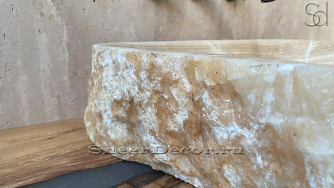 Раковина для ванной Hector M116 из речного камня  Honey Onyx ИНДИЯ 00701611116_5