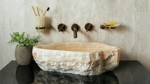 Каменная мойка Hector M160 из желтого оникса Honey Onyx ИНДИЯ 00701611160 для ванной комнаты_5