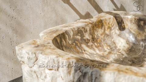 Каменная раковина Hector M28 из окаменелого дерева Petrified Beigewood ИНДОНЕЗИЯ 0079021128 для ванной_5