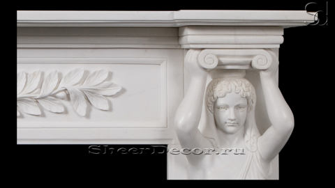Каменный портал белого цвета для облицовки камина Hepri из мрамора Bianco Extra 343111901_1