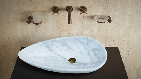 Мраморная раковина Hepta из белого камня Bianco Carrara ИТАЛИЯ 165005111 для ванной комнаты_2