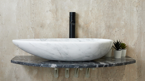 Мраморная раковина Hepta из белого камня Bianco Carrara ИТАЛИЯ 165005111 для ванной комнаты_4