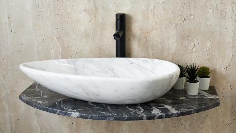 Мраморная раковина Hepta из белого камня Bianco Carrara ИТАЛИЯ 165005111 для ванной комнаты_5