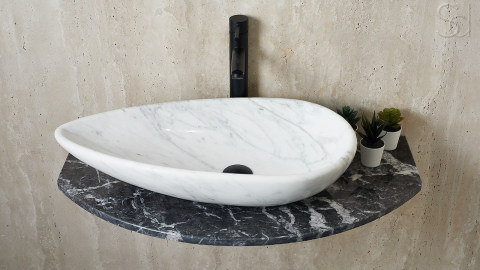 Мраморная раковина Hepta из белого камня Bianco Carrara ИТАЛИЯ 165005111 для ванной комнаты_6