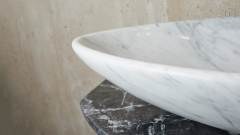 Мраморная раковина Hepta из белого камня Bianco Carrara ИТАЛИЯ 165005111 для ванной комнаты_7