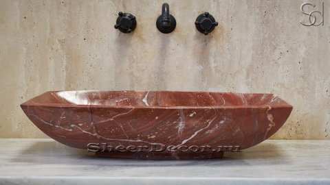 Мраморная раковина Ivona из красного камня Burgundy Honey ИНДИЯ 018041111 для ванной комнаты_5