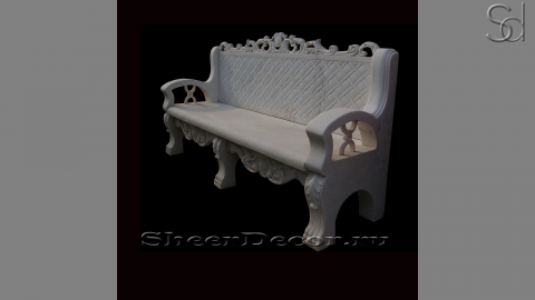 Мраморная скамейка Kifi из камня Bianco Extra в сборе _1