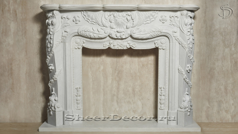 Каменный портал белого цвета для облицовки камина Leon из мрамора Clouds 064010901_6