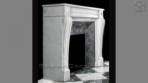 Каменный портал белого цвета для облицовки камина Luella из мрамора Bianco Extra 160111401_2