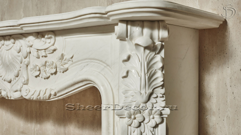 Мраморный портал белого цвета для отделки камина Lurd M18 из натурального камня Bianco Extra 5031119018_7