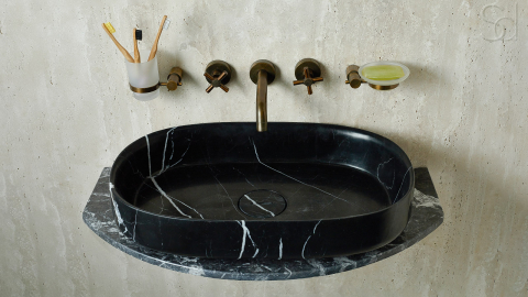 Мраморная раковина Margo M28 из черного камня Nero Marquina ИСПАНИЯ 1000181128 для ванной комнаты_6
