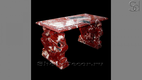 Каменная скамейка Melet Cimasa из красного мрамора Rosso Levanto в сборе _1