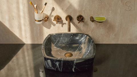Мраморная раковина Olivia из черного камня Nero Marquina ИСПАНИЯ 117018111 для ванной комнаты_10