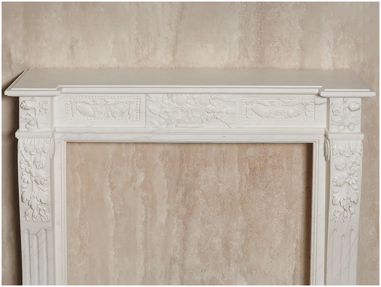 Каменный портал белого цвета для облицовки камина Paula M3 из мрамора Bianco Extra 598111903_11