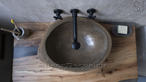 Раковина для ванной Piedra M220 из речного камня  Beige ИНДОНЕЗИЯ 00501111220_3
