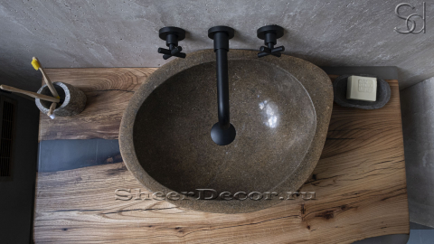 Раковина для ванной Piedra M220 из речного камня  Beige ИНДОНЕЗИЯ 00501111220_6