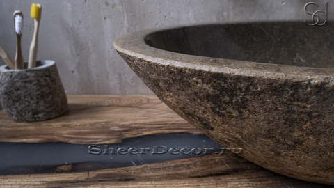 Раковина для ванной Piedra M220 из речного камня  Beige ИНДОНЕЗИЯ 00501111220_7