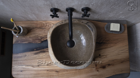 Раковина для ванной Piedra M221 из речного камня  Beige ИНДОНЕЗИЯ 00501111221_3