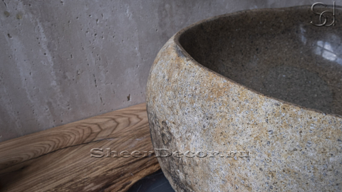 Раковина для ванной Piedra M221 из речного камня  Beige ИНДОНЕЗИЯ 00501111221_4