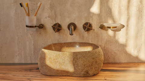 Раковина для ванной Piedra M271 из речного камня  Beige ИНДОНЕЗИЯ 00501111271_11