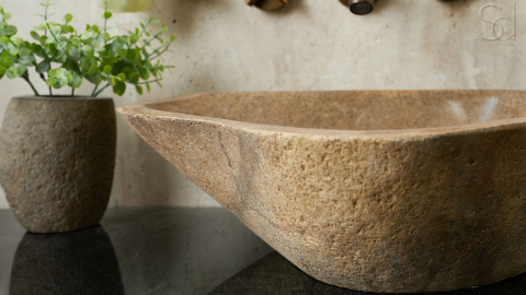 Раковина для ванной Piedra M400 из речного камня  Beige ИНДОНЕЗИЯ 00501111400_5