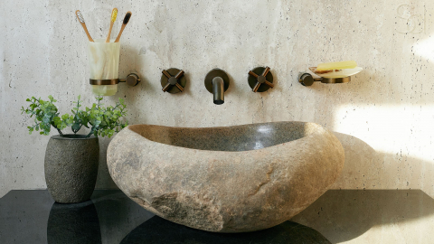 Раковина для ванной Piedra M275 из речного камня  Beige ИНДОНЕЗИЯ 00501111275_3