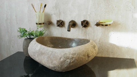Раковина для ванной Piedra M275 из речного камня  Beige ИНДОНЕЗИЯ 00501111275_7
