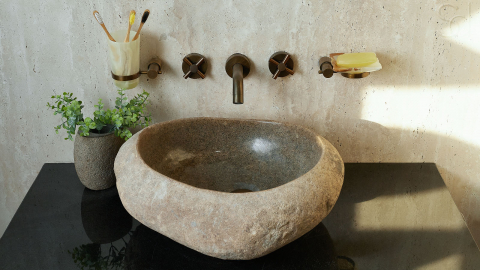 Раковина для ванной Piedra M275 из речного камня  Beige ИНДОНЕЗИЯ 00501111275_8