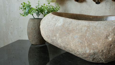Раковина для ванной Piedra M275 из речного камня  Beige ИНДОНЕЗИЯ 00501111275_9