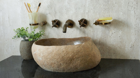 Раковина для ванной Piedra M211 из речного камня  Beige ИНДОНЕЗИЯ 00501111211_4