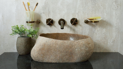 Раковина для ванной Piedra M211 из речного камня  Beige ИНДОНЕЗИЯ 00501111211_7