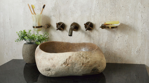 Раковина для ванной Piedra M276 из речного камня  Beige ИНДОНЕЗИЯ 00501111276_1
