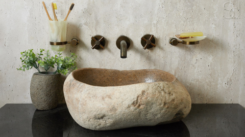 Раковина для ванной Piedra M276 из речного камня  Beige ИНДОНЕЗИЯ 00501111276_2