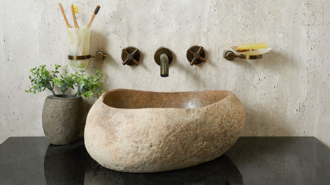Раковина для ванной Piedra M276 из речного камня  Beige ИНДОНЕЗИЯ 00501111276_5