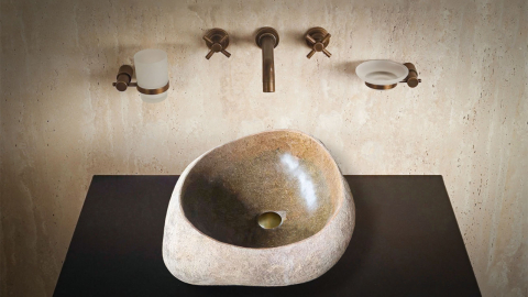 Раковина для ванной Piedra M427 из речного камня  Beige ИНДОНЕЗИЯ 00501111427_1