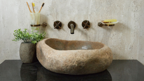 Раковина для ванной Piedra M427 из речного камня  Beige ИНДОНЕЗИЯ 00501111427_4