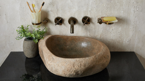 Раковина для ванной Piedra M427 из речного камня  Beige ИНДОНЕЗИЯ 00501111427_5