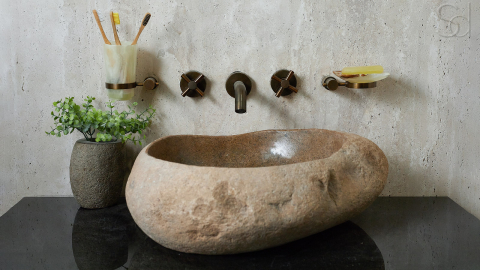 Раковина для ванной Piedra M427 из речного камня  Beige ИНДОНЕЗИЯ 00501111427_7