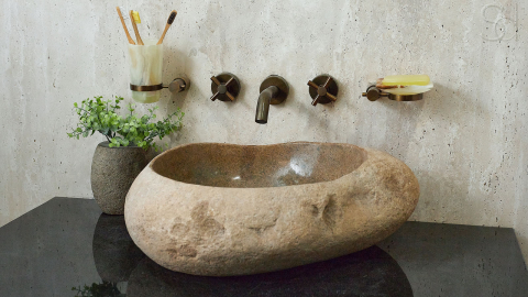 Раковина для ванной Piedra M427 из речного камня  Beige ИНДОНЕЗИЯ 00501111427_8