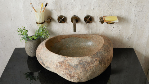 Раковина для ванной Piedra M433 из речного камня  Beige ИНДОНЕЗИЯ 00501111433_4
