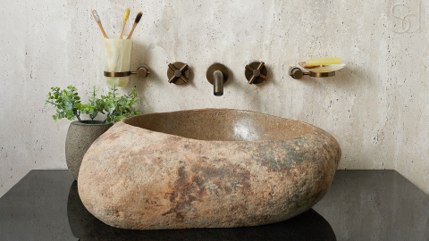 Раковина для ванной Piedra M433 из речного камня  Beige ИНДОНЕЗИЯ 00501111433_6