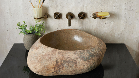 Раковина для ванной Piedra M433 из речного камня  Beige ИНДОНЕЗИЯ 00501111433_8