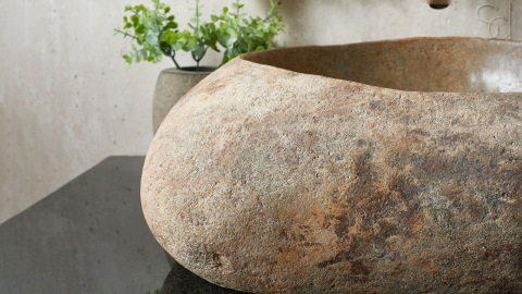 Раковина для ванной Piedra M433 из речного камня  Beige ИНДОНЕЗИЯ 00501111433_9