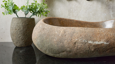 Раковина для ванной Piedra M436 из речного камня  Beige ИНДОНЕЗИЯ 00501111436_6